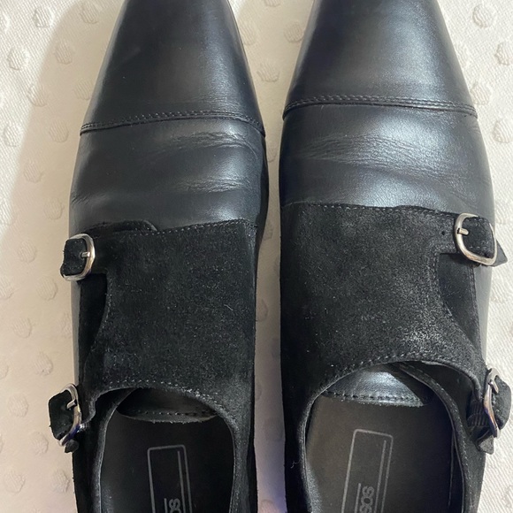ASOS DESIGN monk shoes in black with suede leather emboss panel - Picture 12 of 15